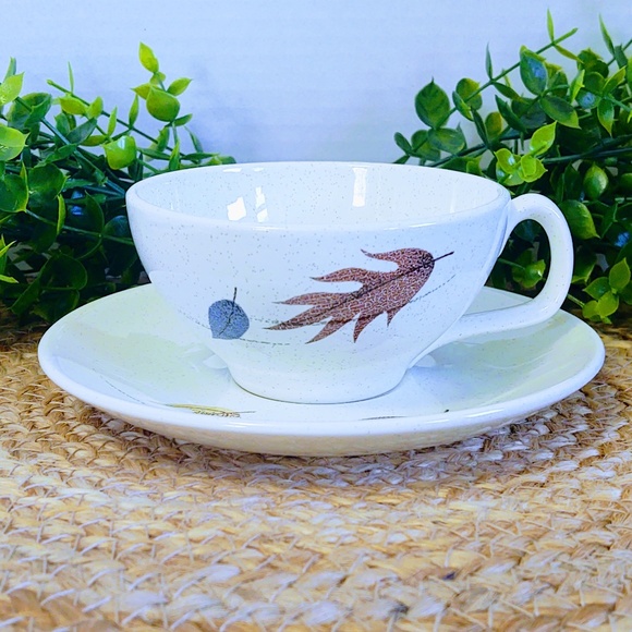 Vtg MCM California Franciscan Earthenware Autumn Pottery Dinnerware Cup & Saucer - Picture 1 of 11